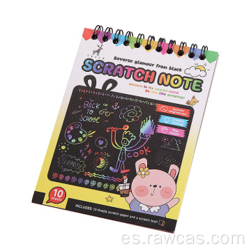 Notebook de dibujo de libro de scratch personalizado con pluma en blanco